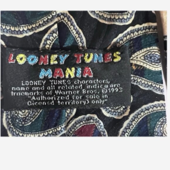 Looney Tunes Men's Tie Bugs Bunny Tas Yosemite Sam Sylvester Tweety 100% Silk - Picture 3 of 4